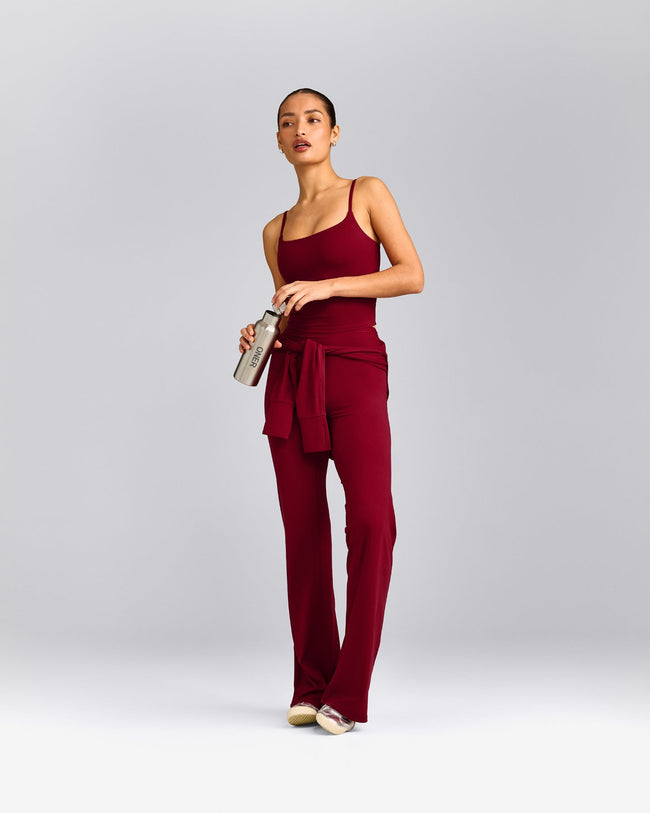 SoftMotion™ Strappy Mid Tank Top with Built in Bra Shelf | Ruby Red