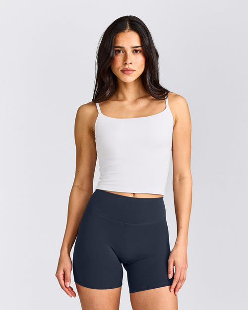 SoftMotion™ Strappy Mid Vest with Built in Bra Shelf | White