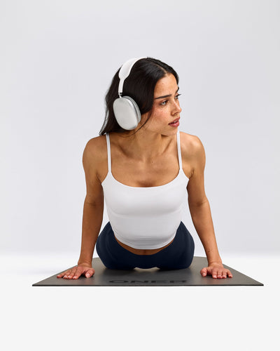 SoftMotion™ Strappy Mid Vest with Built in Bra Shelf | White