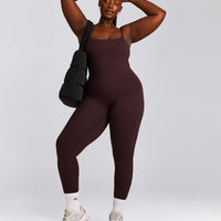 SoftMotion™ Strappy Vest with Built in Bra Shelf with Grey Logo | Plum Brown