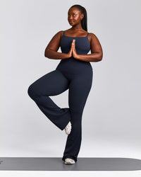 SoftMotion™ Strappy Vest with Built in Bra Shelf with Grey Logo | True Blue