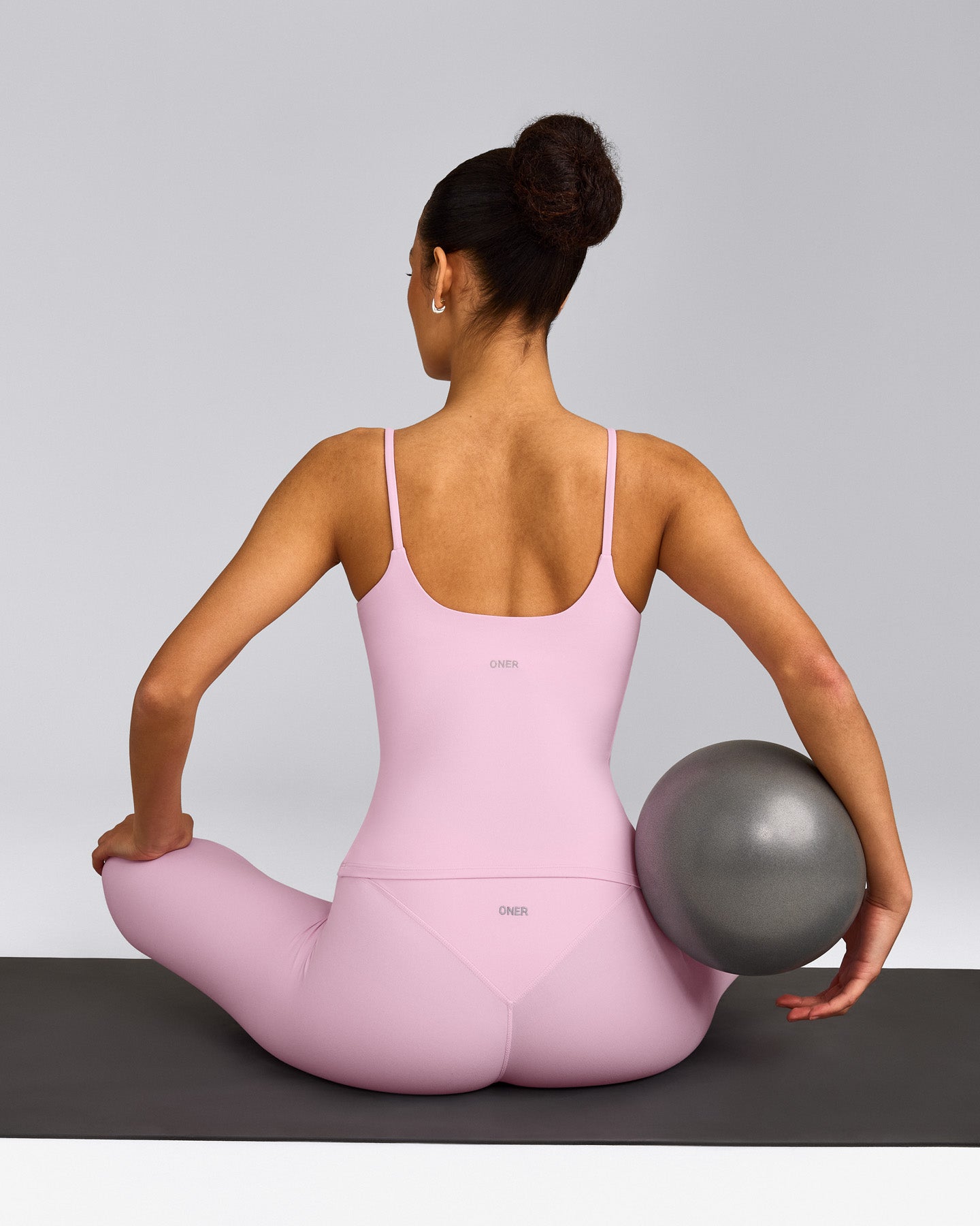 SoftMotion™ Strappy Vest with Built in Bra Shelf with Grey Logo | Chalk Pink