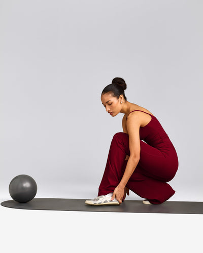 SoftMotion™ Strappy Tank Top with Built in Bra Shelf | Ruby Red