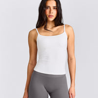 SoftMotion™ Strappy Vest with Built in Bra Shelf | White