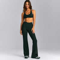 SoftMotion™ Wrap Flared Pants | Emerald Noir