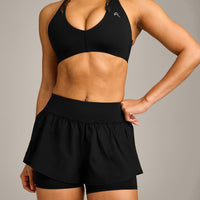 UnifiedMove Double Layer Shorts 5" with Reflective Logo | Black