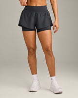 UnifiedMove Double Layer Shorts 5" with Reflective Logo | Coal