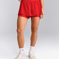 UnifiedMove™ Double Layer Shorts 5" with Reflective Logo | Muscle Mommy Red