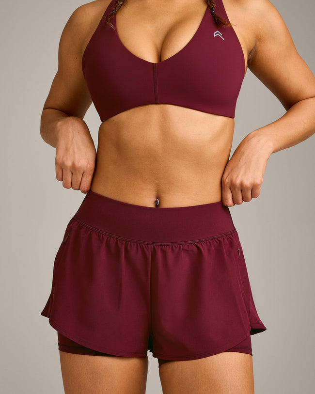 UnifiedMove Double Layer Shorts 5" with Reflective Logo | Rosewood