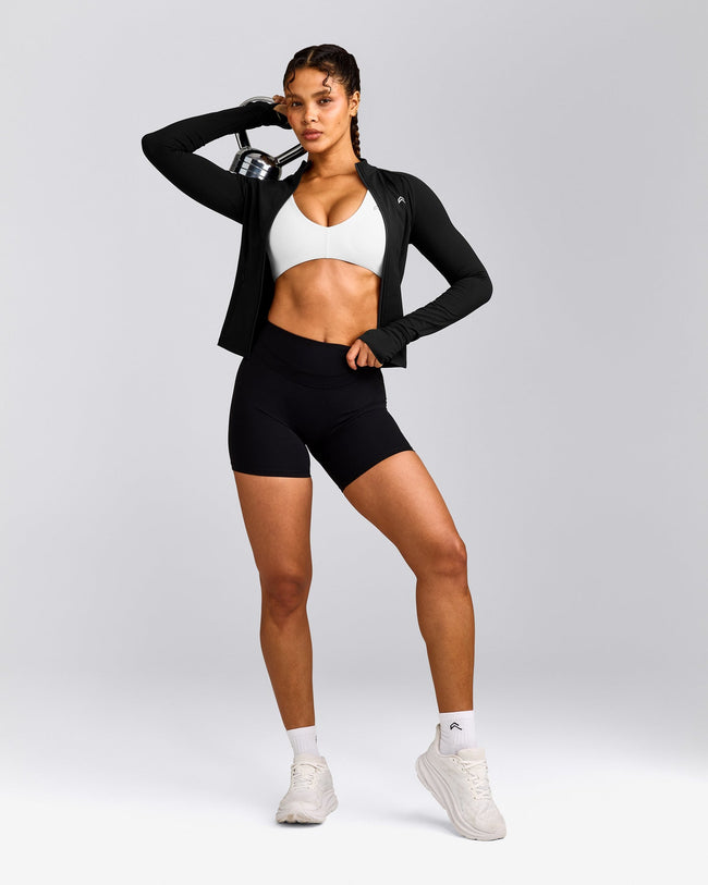 UnifiedMove™ High Waisted Shorts 6" with Reflective Logo | Black