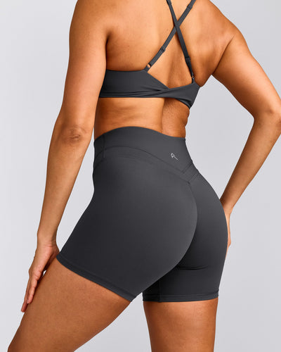 UnifiedMove™ High Waisted Shorts 6" with Reflective Logo | Coal