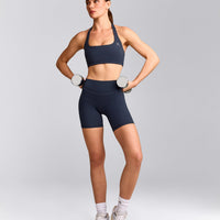 UnifiedMove™ High Waisted Shorts 6" with Reflective Logo | True Blue