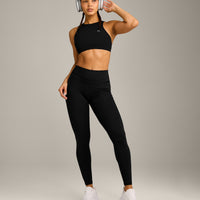 UnifiedMove High Waisted Pocket Leggings with Reflective Logo | Black