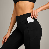UnifiedMove High Waisted Pocket Leggings with Reflective Logo | Black
