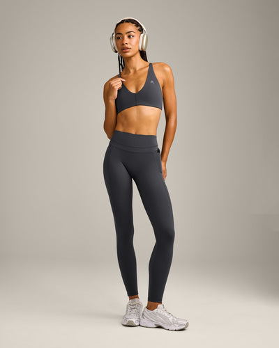 UnifiedMove High Waisted Pocket Leggings with Reflective Logo | Coal