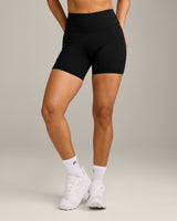 UnifiedMove High Waisted Pocket Shorts 6" with Reflective Logo | Black