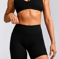 UnifiedMove™ High Waisted Pocket Shorts 6" with Reflective Logo | Black