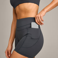 UnifiedMove High Waisted Pocket Shorts 6" with Reflective Logo | Coal