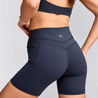 UnifiedMove™ High Waisted Pocket Shorts 6" with Reflective Logo | True Blue