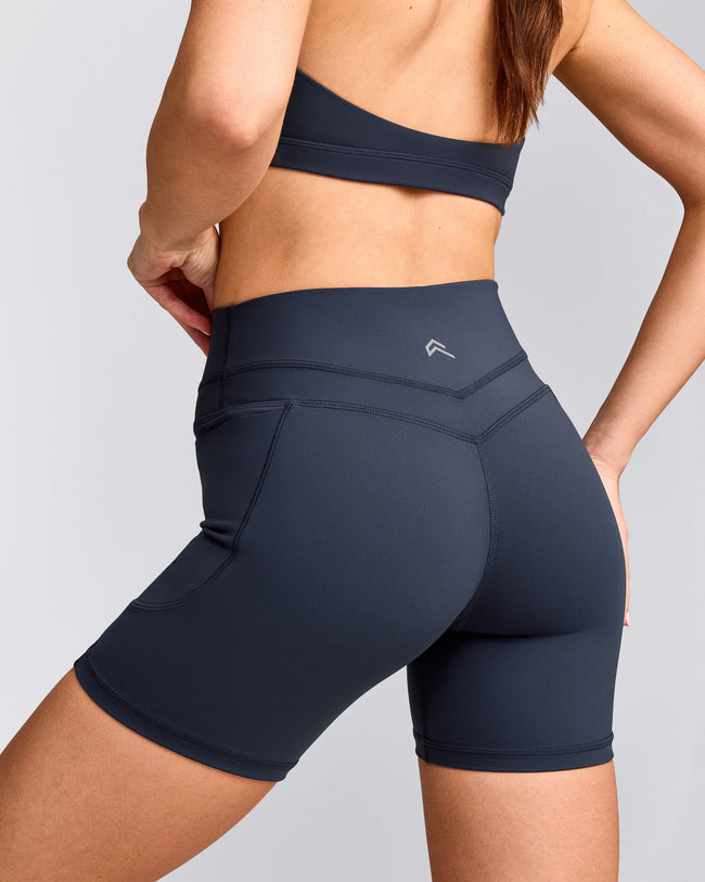 UnifiedMove™ High Waisted Pocket Shorts 6" with Reflective Logo | True Blue