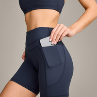 UnifiedMove High Waisted Pocket Shorts 6" with Reflective Logo | True Blue