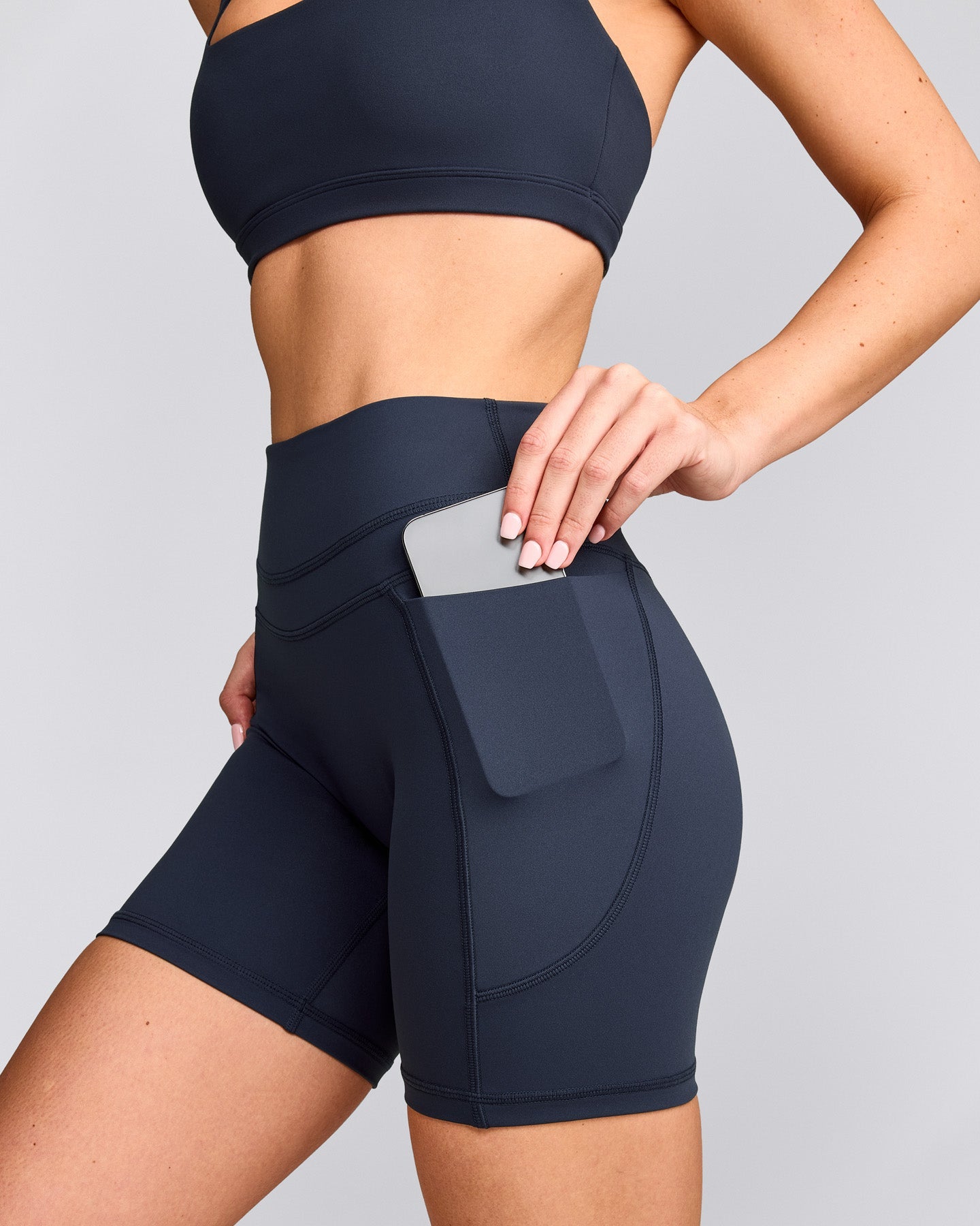 UnifiedMove™ High Waisted Pocket Shorts 6" with Reflective Logo | True Blue