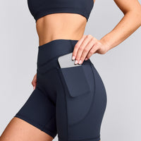 UnifiedMove™ High Waisted Pocket Shorts 6" with Reflective Logo | True Blue