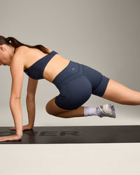 UnifiedMove High Waisted Pocket Shorts 6" with Reflective Logo | True Blue