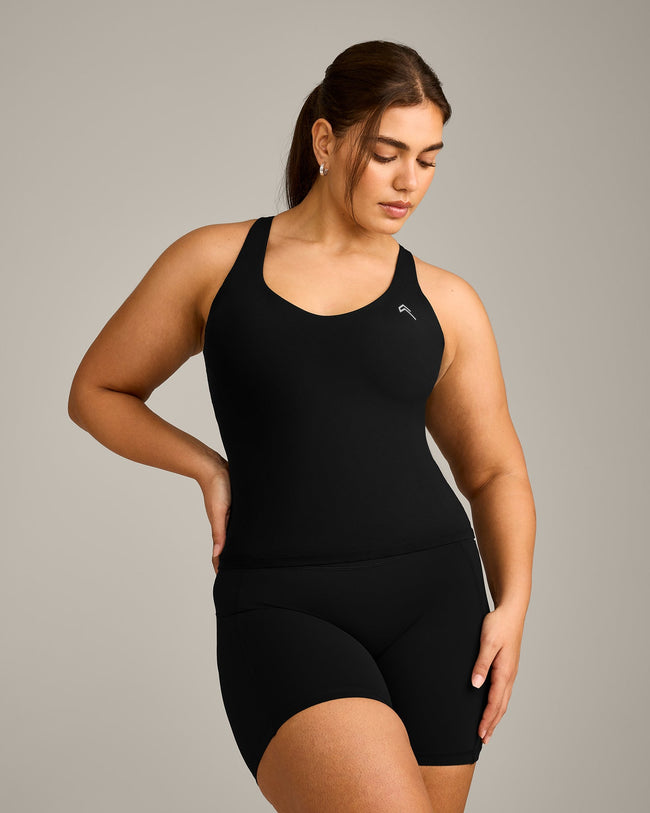 UnifiedMove™ V Neck Cross Back Vest with Reflective Logo | Black