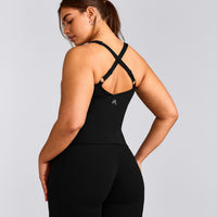 UnifiedMove™ V Neck Cross Back Vest with Reflective Logo | Black