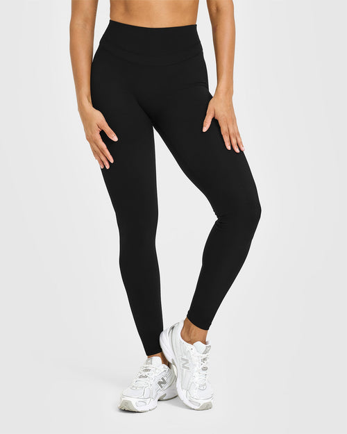 Oner Modal Unified High Waisted Leggings White Logo | Black