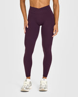 Unified Wrap Leggings White Logo | Blackberry Purple