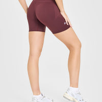 EnhanceLift™ Seamless Shorts with White Logo | Velvet Mocha