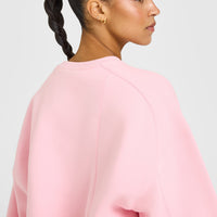 Foundations Oversized Crew Neck Sweatshirt with Oner Embroidery | Petal Pink