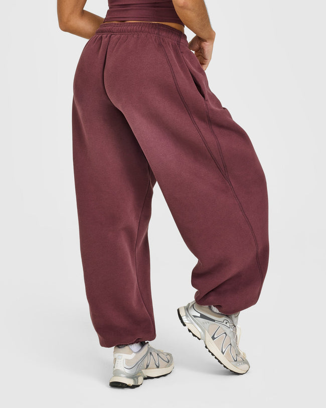 Foundations Oversized Cuffed Joggers with Oner Embroidery | Washed Velvet Mocha