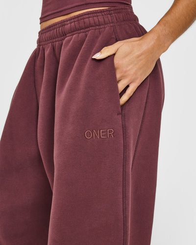Foundations Oversized Cuffed Joggers with Oner Embroidery | Washed Velvet Mocha