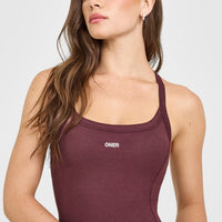 Mellow™ Rib Racer Back Mid Vest with Built in Bra Shelf | Velvet Mocha