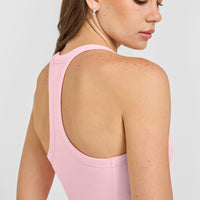 Mellow™ Rib Racer Back Vest with Built in Bra Shelf | Petal Pink