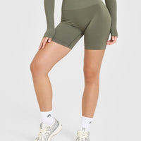 EffortlessLift™ Seamless Shorts with White Logo | Alpine Green