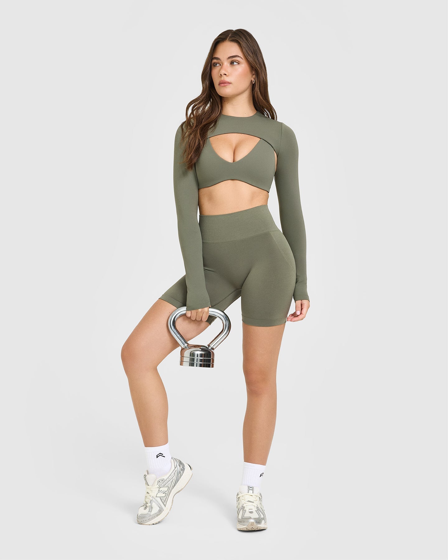 EffortlessLift™ Seamless Shorts with White Logo | Alpine Green