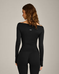 FormeSoft™ Fitted Off-The-Shoulder Long Sleeve Top | Black