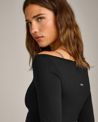 FormeSoft™ Fitted Off-The-Shoulder Long Sleeve Top | Black