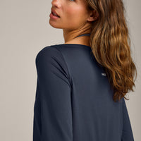 FormeSoft™ Relaxed Slash Neck Long Sleeve Top | True Blue