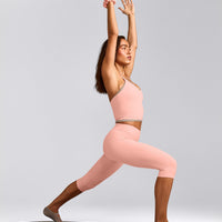 SoftMotion™ Strappy Halter Neck Mid Vest with Built in Bra Shelf with Grey Logo | Peach Orange