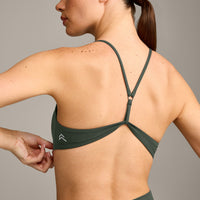 EasyLift™ Ultra Minimal Bralette with Grey Logo | Dark Khaki