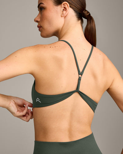 EasyLift™ Ultra Minimal Bralette with Grey Logo | Dark Khaki