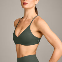 EasyLift™ Ultra Minimal Bralette with Grey Logo | Dark Khaki