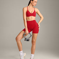 EasyLift™ Ultra Minimal Bralette with Grey Logo | Fiery Red