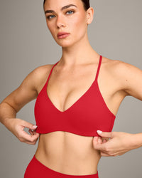 EasyLift™ Ultra Minimal Bralette with Grey Logo | Fiery Red