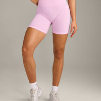 EffortlessLift™ Seamless Shorts with Grey Logo | Chalk Pink